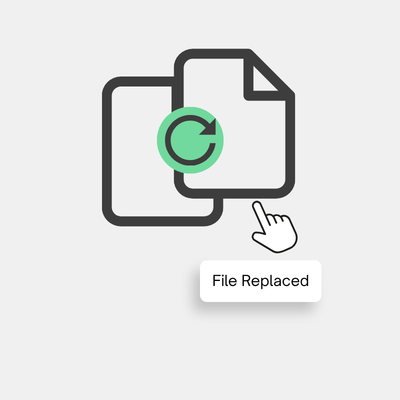 Overlapping files with a file-replaced notice