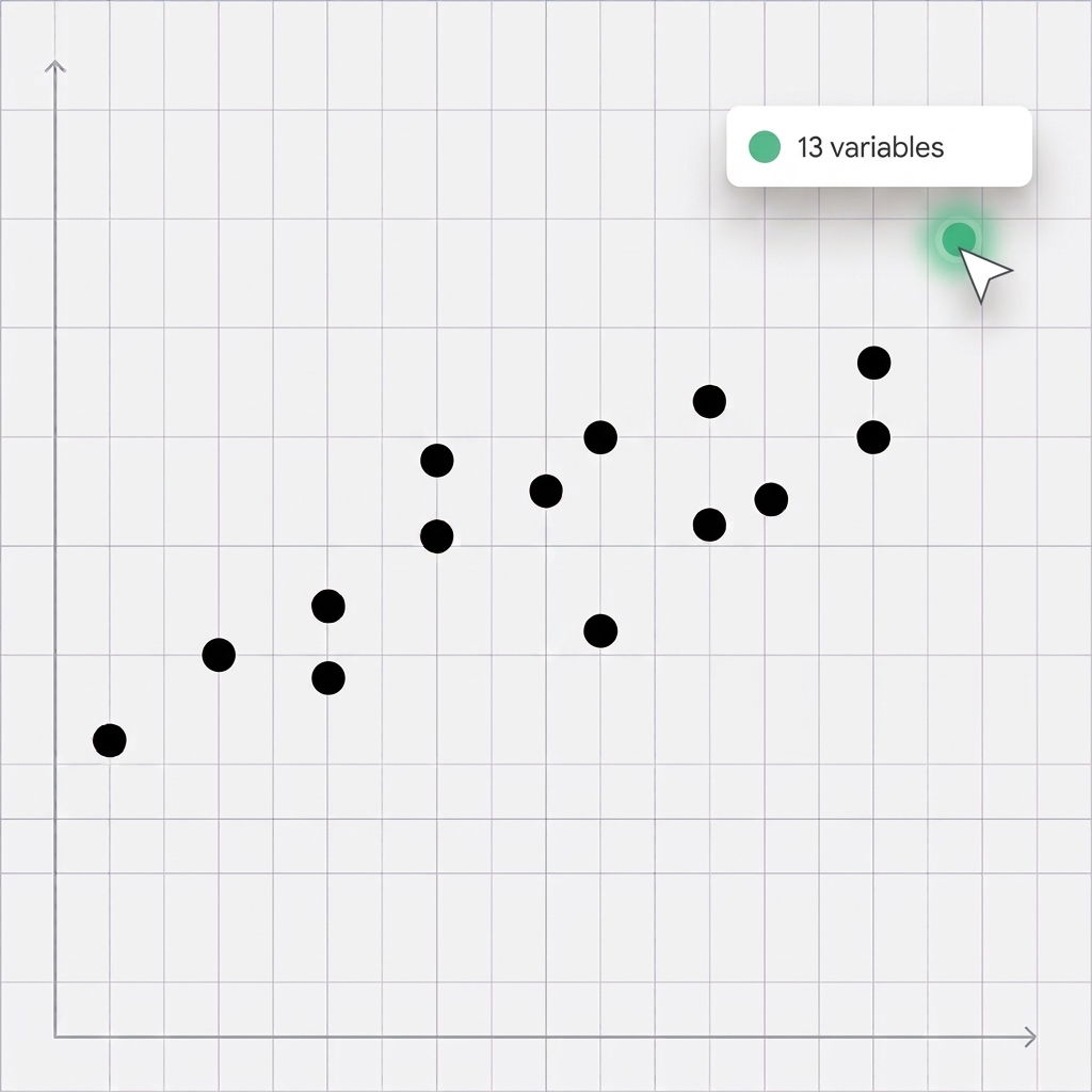 Variable-selection chart with a highlighted set of 13 variables